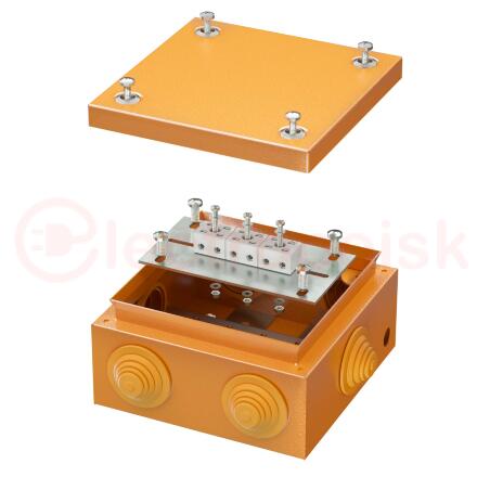 Коробка стальная FS с кабельными вводами и клеммниками IP55 150х150х80мм 6р  450V 6A  4мм.кв.