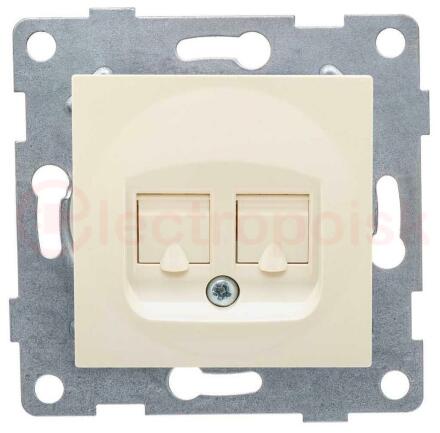 GUSI Ugra механизм розетки  компьютерной RJ45, двойной, скрытая установка.  Цвет бежевый.