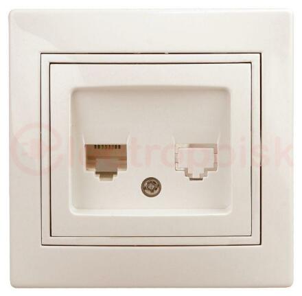 Розетка телефонная RJ11, СУ, Plano, сл.кость, 1-302-02
