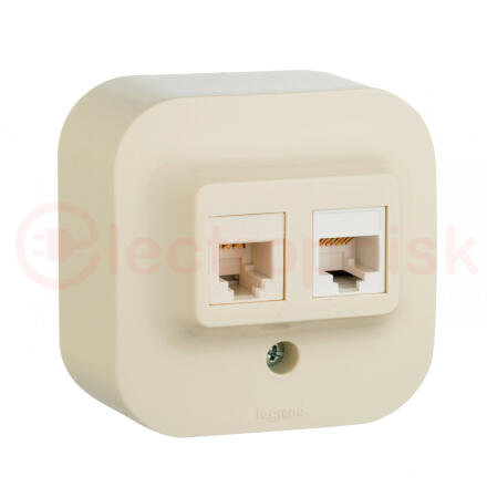 Quteo Розетка телефонная+компьютерная RJ11+RJ45 категория 5 UTP наружная бежевая