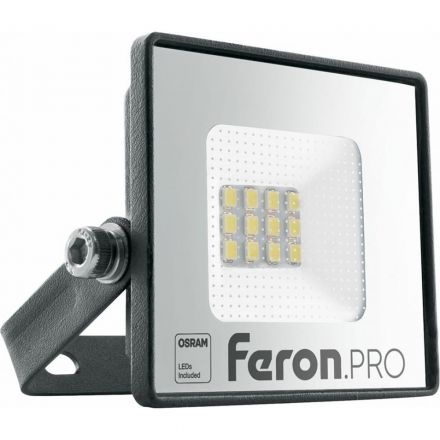 Прожектор светодиодный ДО-10w 6400К 900Лм IP65 черный Feron.PRO