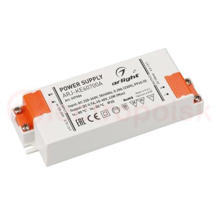 Блок питания ARJ-KE57700A (40W, 700mA, PFC) (ARL, IP20 Пластик, 5 лет)