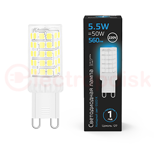 Лампа светодиодная LED 5.5 Вт 560 Лм 6500К холодная G9 капсула 220 В керамика Black Gauss