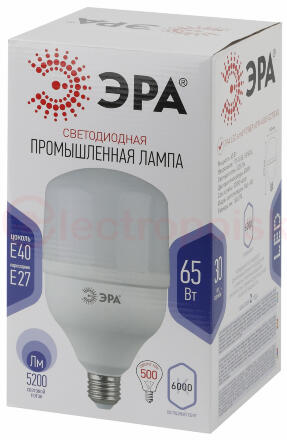 Лампа светодиодная LED POWER T160-65W-6500-E27/E40 (диод, колокол, 65Вт, хол, E27/E40) ЭРА (12/96) ЭРА