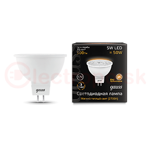 Лампа светодиодная LED 5 Вт 500 Лм 3000К 12 В теплая GU5.3 MR16 Black Gauss