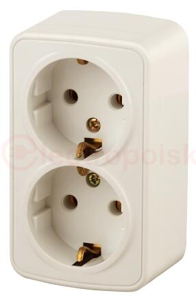 Розетка Intro Polo 3-204-02 с заземлением двойная 2х2P+E Schuko, 16A-250В, IP20, ОУ, слоновая кость