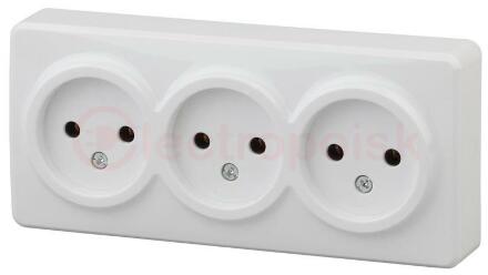 Розетка 3х2P, 16A-250В, ОУ, Эра Эксперт, белый, 11-2207-01