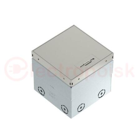 Лючок UDHome2 укомплектованный 2 розетки 2К+З (без выемки под н/п) сталь нерж. 140х140х110 мм