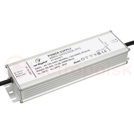 Блок питания ARPV-UH24320A-PFC (24V, 13.3A, 320W) (ARL, IP67 Металл, 7 лет)