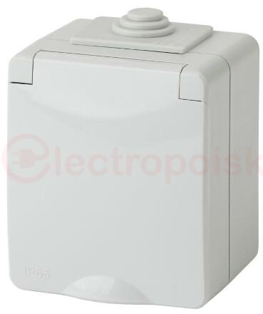 Розетка 2P+E IP65, 16A-250В, ОУ, Эра Эксперт, серый, 11-2601-03
