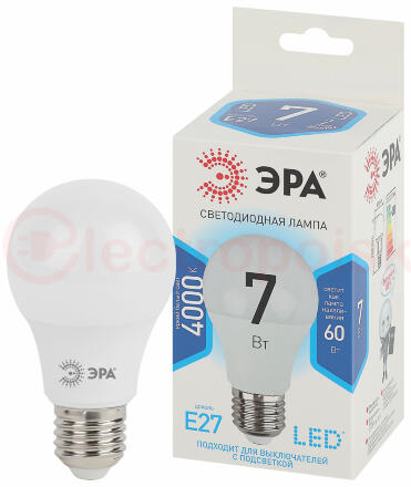 Лампа светодиодная LED A60-7W-840-E27 (диод, груша, 7Вт, нейтр, E27 (10/100/1500)