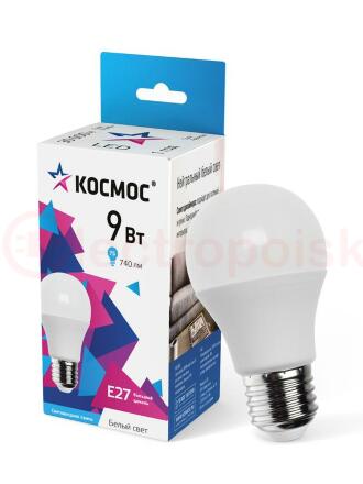Лампа светодиодная LED 9Вт 220В Е27 D55х98 4500К белый 720 лм A55 Космос