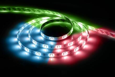 Лента светодиодная LEDх60/м 14.4w/м 12В IP65 красный/зеленый/синий (5м)