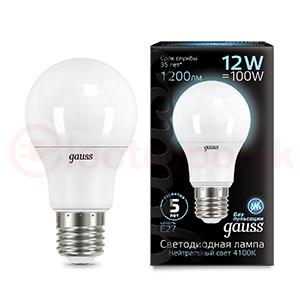Лампа светодиодная LED 12 Вт 1200 Лм 4100К белая Е27 A60 Black Gauss