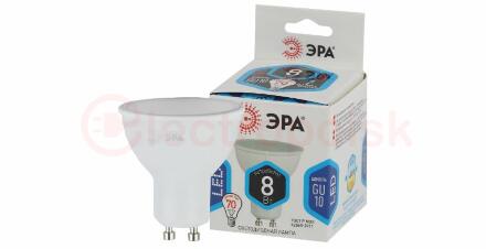 Лампа светодиодная LED MR16-8W-840-GU5.3 (диод, софит, 8Вт, нейтр, GU5.3) ЭРА, (10/100/4000) ЭРА
