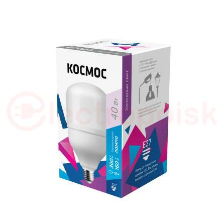 Лампа светодиодная LED 40Вт 220В Е27 D100х189 6500К дневной 3650 лм Космос