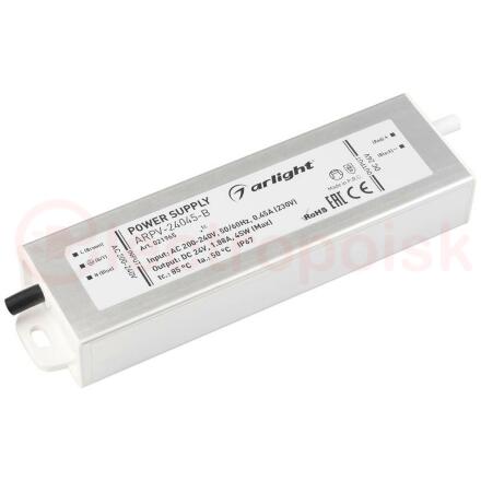 Блок питания ARPV-24045-B (24V, 1.9A, 45W) (ARL, IP67 Металл, 3 года)