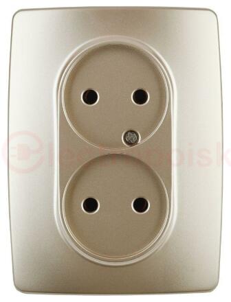 Розетка 2X2P, 16A-250В, Эра12, шампань, 12-2107-04