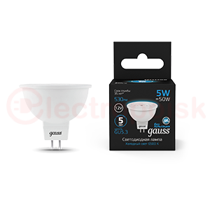 Лампа светодиодная LED 5 Вт 530 Лм 6500К 12 В холодная GU5.3 MR16 Black Gauss