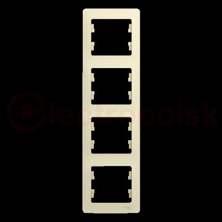 GLOSSA Рамка 4 поста вертикальная бежевая