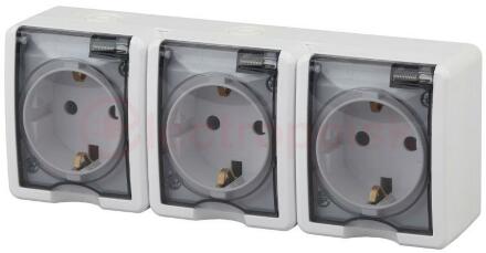 Розетка 3х2P+E IP54, 16A-250В, ОУ, Эра Эксперт, белый, 11-2405-01