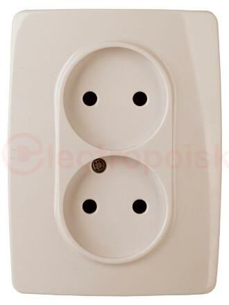 Розетка 2X2P, 16A-250В, Эра12, слоновая кость, 12-2107-02