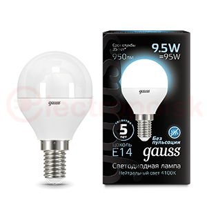 Лампа светодиодная LED 9.5 Вт 950 Лм 4100К белая Е14 Шар Black Gauss