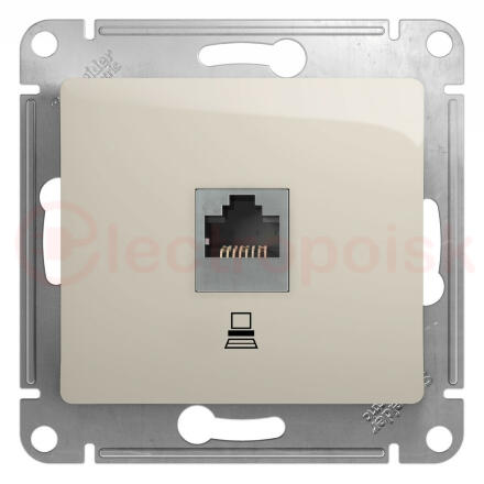 GLOSSA розетка компьютерная RJ45 кат.5E механизм молочный