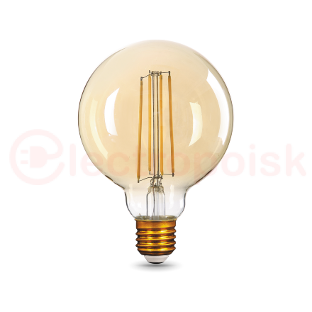 Лампа светодиодная филаментная LED 8 Вт 740 лм 2400К AC185-265В E27 шар G95 теплая золотистая колба Black Filament Gauss