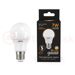 Лампа светодиодная LED 7 Вт 680 Лм 3000К теплая Е27 A60 Black Gauss