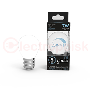 Лампа светодиодная LED 7 Вт 590 Лм 4100К белая Е27 Шар диммируемая Black Gauss