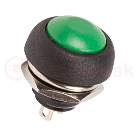 Выключатель-кнопка  250V 1А (2с) OFF-(ON)  Б/Фикс  зеленая  Micro  REXANT